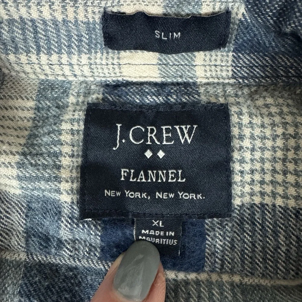 J.‎ Crew Mens B/D Plaid Flannel Pocket Shirt Slim Fit XL Fall Outdoor Blue